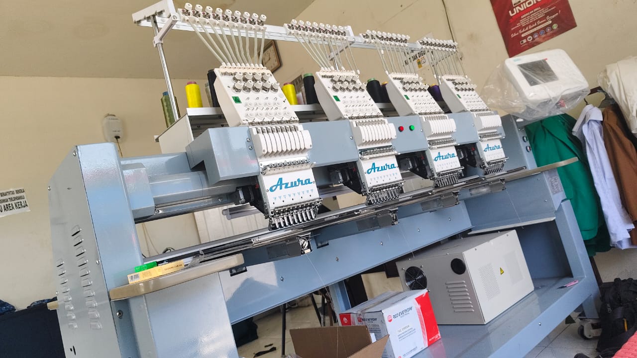 Done Pengiriman mesin bordir Azura 4 Kepala. Tujuan Luar Pulau Jawa.